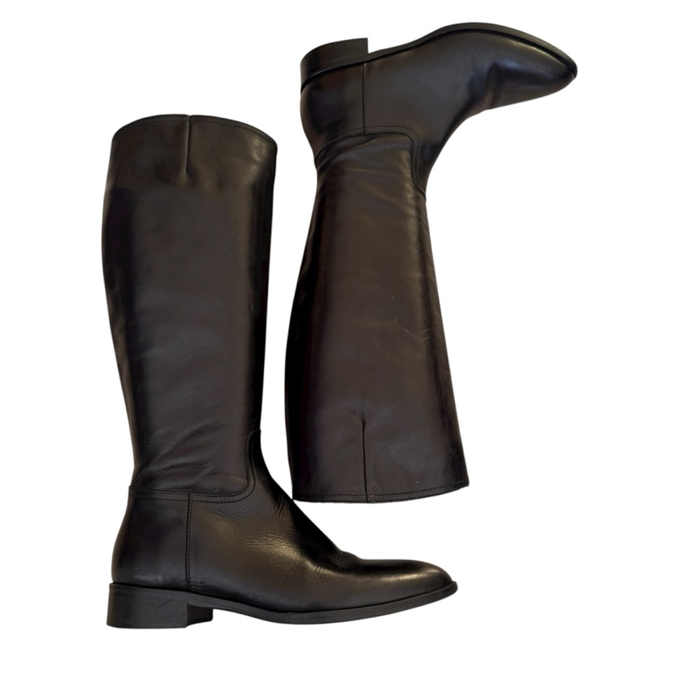 SESTO MEUCCI Black Leather Knee-High Boots Leather Upper Size 6 1/2